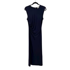 Luxely ruched sleeveless midi dress blue size 8